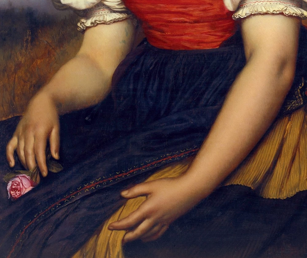 Joseph van Lerius - Ragazza con rosa, dettaglio